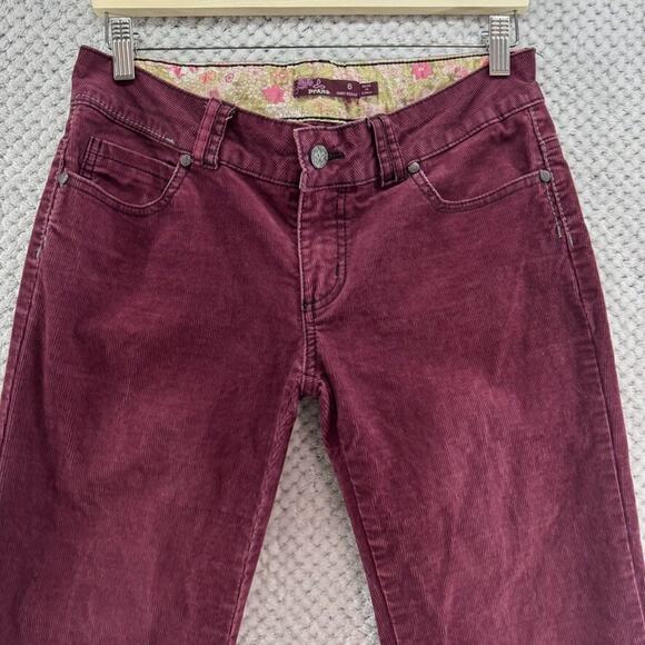 Prana Pants Womens 6 Short Inseam Burgundy Corduroy Straight Low Rise Y2K - Picture 3 of 14